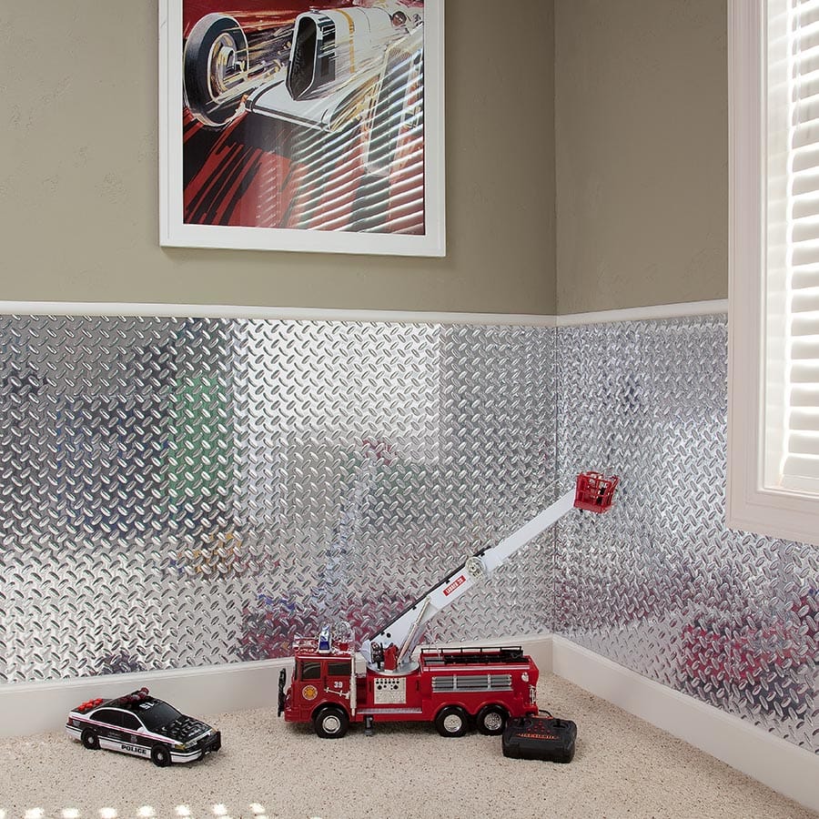 Diamond Plate wall panel in Brushed Aluminum