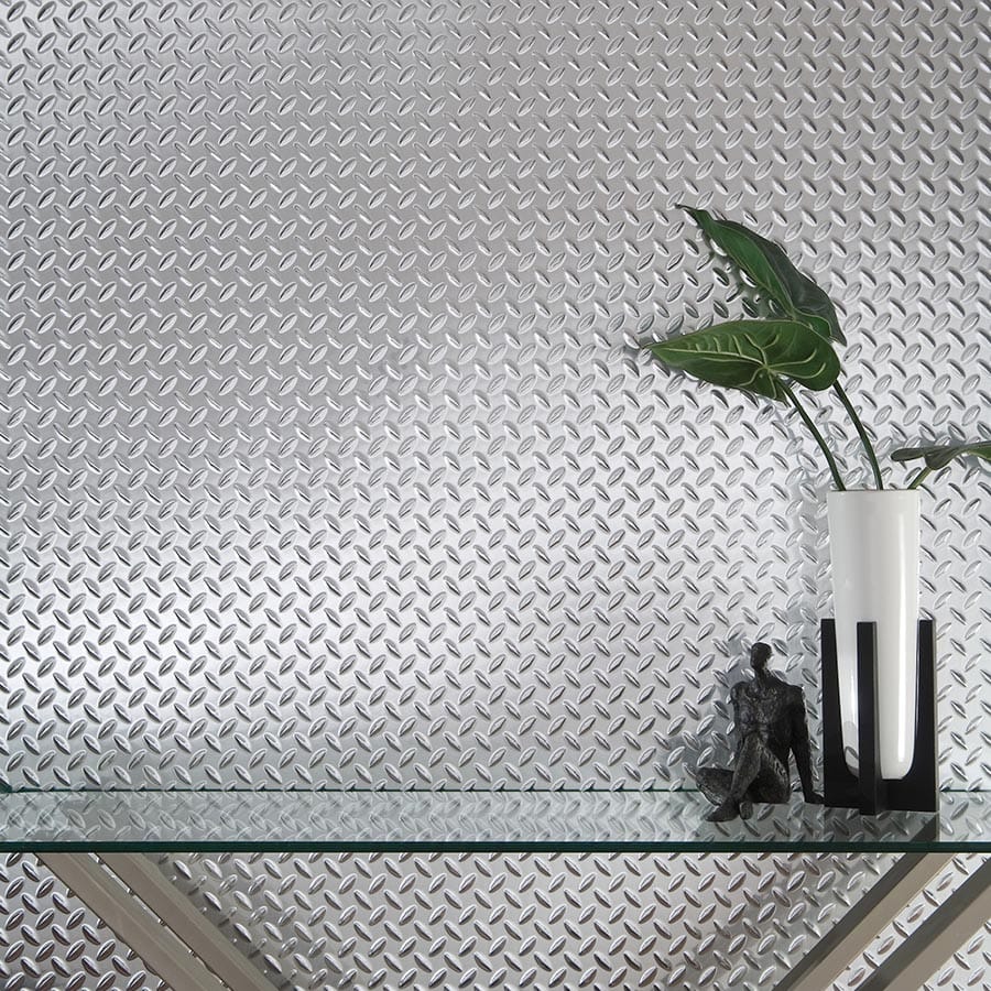 Diamond Plate wall panel in Brushed Aluminum
