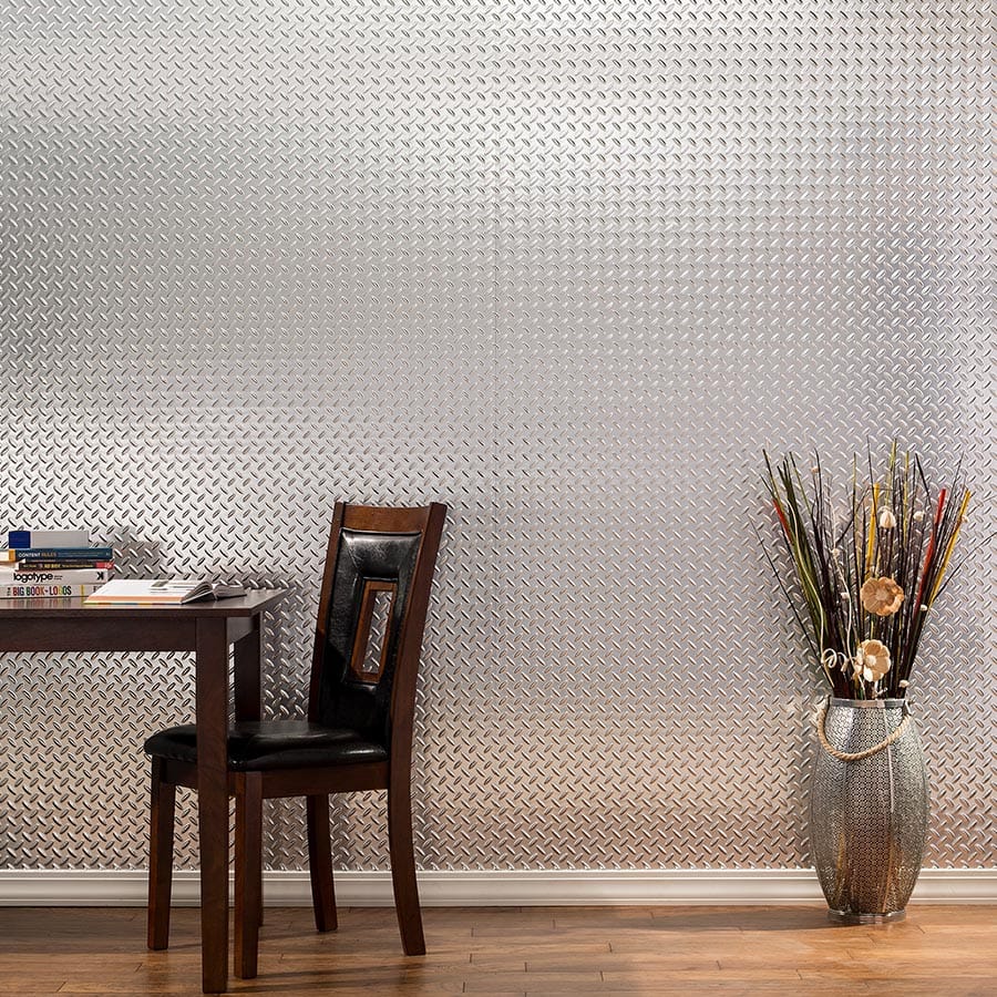 Diamond Plate wall panel in Brushed Aluminum