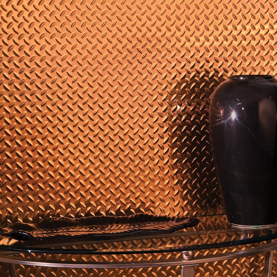 Diamond Plate wall panel in Polished Copper