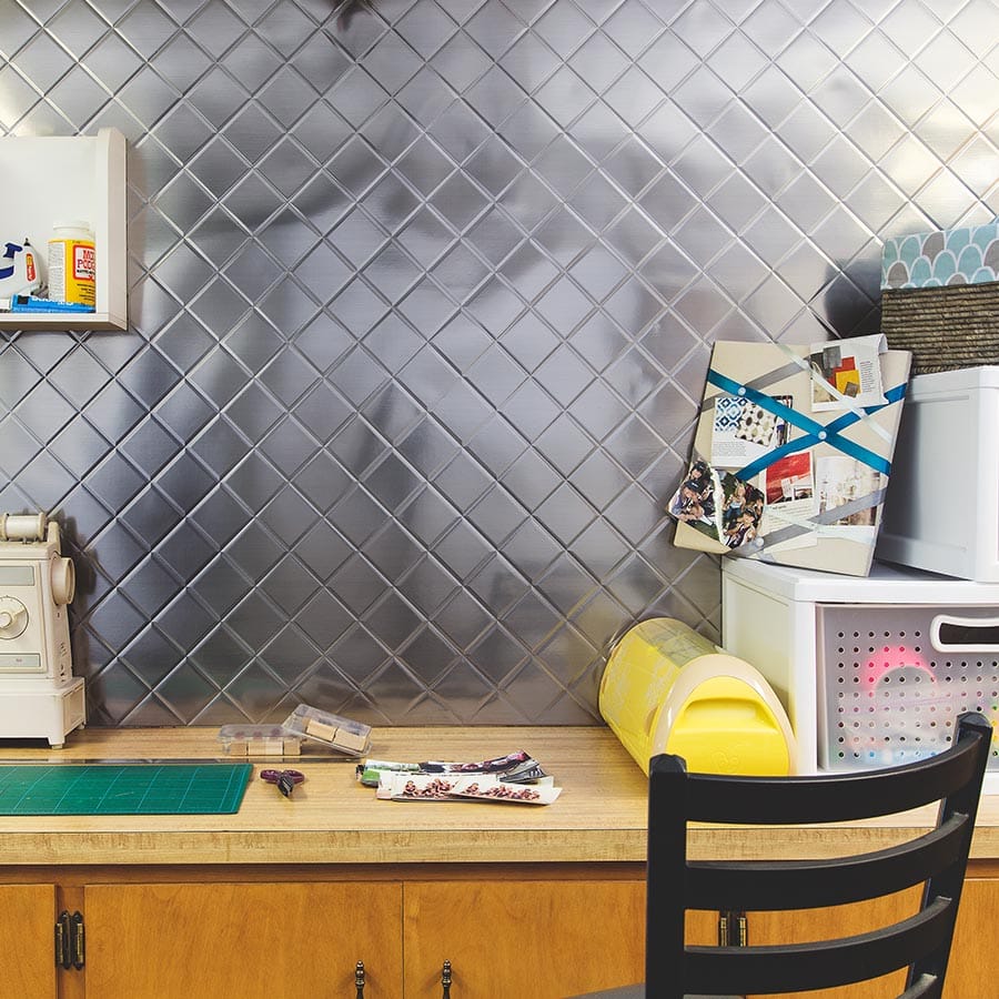 Quilted wall panel in Brushed Aluminum