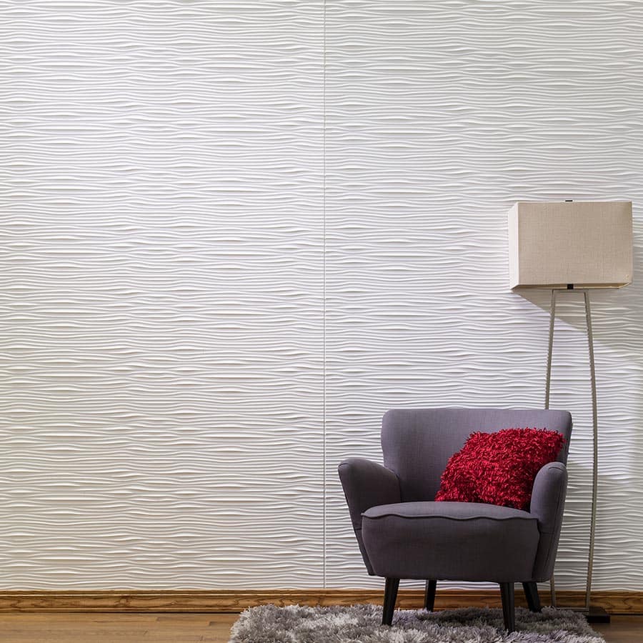 Waves wall panel in Gloss White